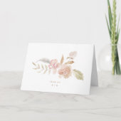 Nude Romantic Watercolor Florals Wedding Dankeskarte (Vorderseite)