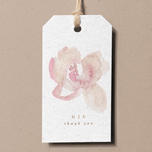 Nude Romantic Watercolor Florals Wedding Geschenkanhänger