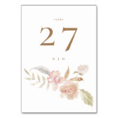 Nude Romantic Watercolor Florals Wedding Tischnummer (Vorderseite)
