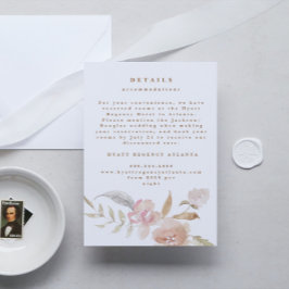 Nude Romantische Wasserfarben Florals Hochzeitsdet Begleitkarte