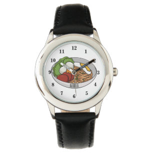 Nudel-Cartoon-Illustration Armbanduhr
