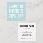 Nudelblau minimalistisch schlicht rabattkarte (Vorne/Hinten)