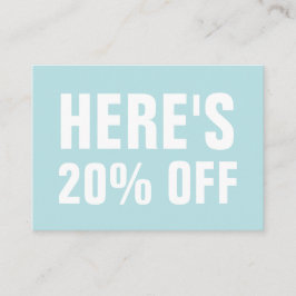 Nudelblau Minimalistische, trendige, einfache Disc Rabattkarte