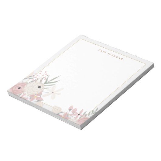 Nudelfarben, floraler Editor Notizblock (Rotiert)