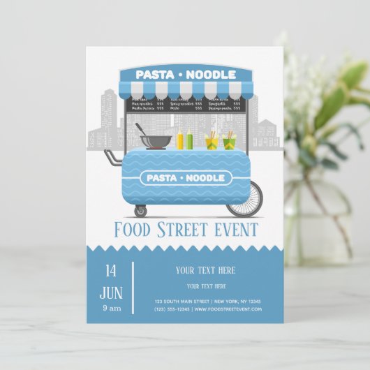 Nudelgerichte auf der Straße Einladung (Stehend Vorderseite)