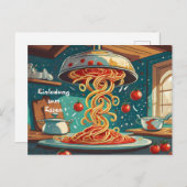 Nudelgerichte mit Tomatensoße Essen Einladung Postkarte (Vorne/Hinten)