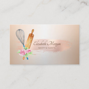 Nudelholz Schneebesen Rose Gold Pinselstrich Visitenkarte
