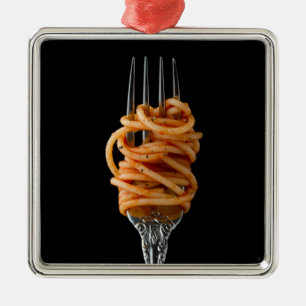 Nudeln auf einer Gabel, Food Spaghetti Ornament Aus Metall