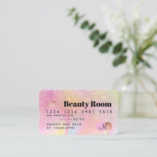 Nudeln aus Glitzern-Marmor mit Kreditkarte Visitenkarte (Stehend Vorderseite)