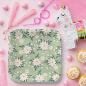 Nudeln im grünen Hintergrund Pappteller (Party)