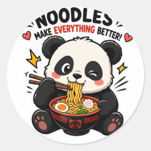NUDELN MACHEN ALLES BESSER PANDA-STICKER RUNDER AUFKLEBER