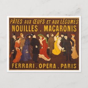 Nudeln, Makkaroni. Ferrari, Oper, Paris. Postkarte