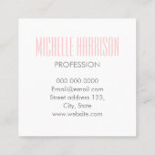 Nudeln minimalistisch moderne rosa Visitenkarte (Rückseite)