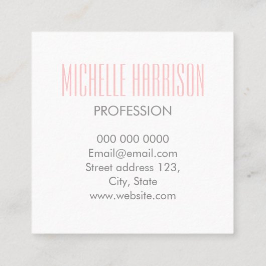 Nudeln minimalistisch moderne rosa Visitenkarte (Rückseite)