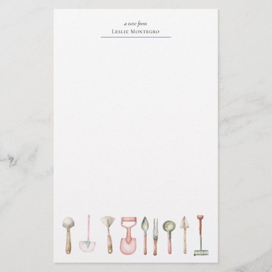 Nudeln-Tagekern-Gartenwerkzeuge für Wasserfarben Briefpapier (Vorderseite)