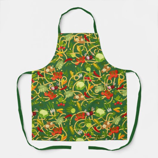 Nudeln und buntes Gemüse, grün Schürze (Vorderseite)