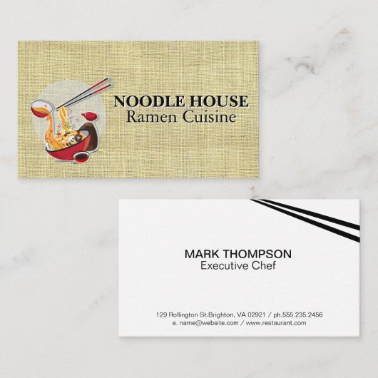 Nudeln und Sauce in einer Schüssel Visitenkarte (Vorne/Hinten)