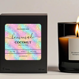 Nudelregenmarmor mit hausgemachten Kerzenbezeichnu Quadratischer Aufkleber