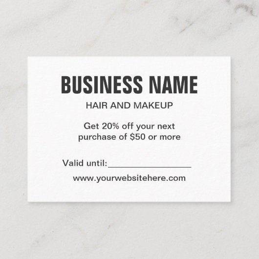 Nudelrosa Minimalistische, einfache Discount-Karte Rabattkarte (Rückseite)