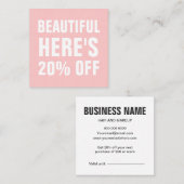 Nudelrosa Minimalistisches, schlichtes Rabattkarte (Vorne/Hinten)