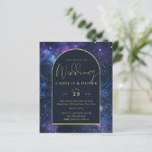 NUDGET Starry Night Lila Blue Wedding INVITE (Stehend Vorderseite)