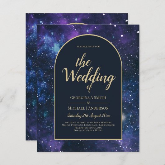 NUDGET Starry Night Lila Blue Wedding INVITE (Vorne/Hinten)