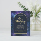 NUDGET Starry Night Lila Blue Wedding INVITE (Stehend Vorderseite)