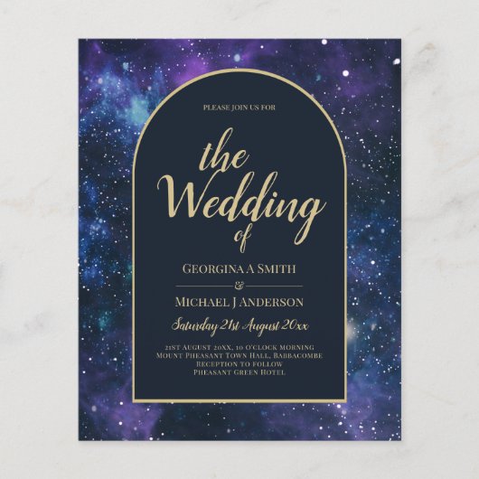 NUDGET Starry Night Lila Blue Wedding INVITE (Vorderseite)