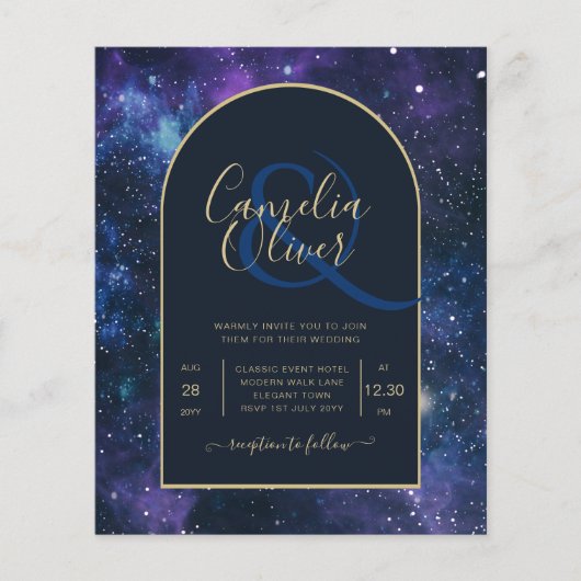 NUDGET Starry Night Lila Blue Wedding INVITE Flyer (Vorne)
