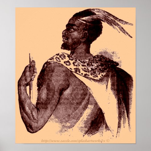 Nuer Chief -1850-Äthiopischer Afrikaner im Kampf Poster (Vorne)