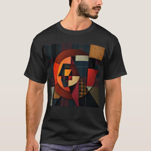 NUES Cubist Tartan Abstract T-Shirt (Vorderseite)