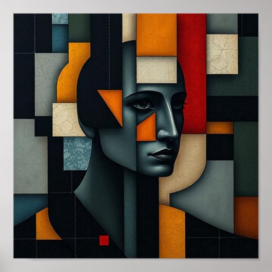 NUES Kubistischer Abstract 3 Poster (Vorne)