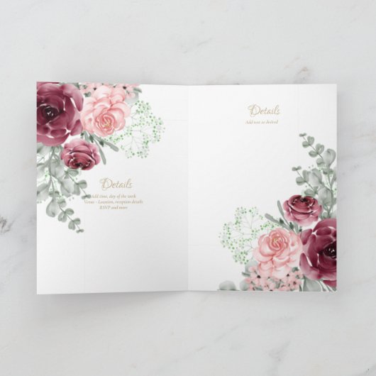 Nuestra Boda 4 Seiten FLORAL Spanish WedTES INVITE Karte (Innenseite)