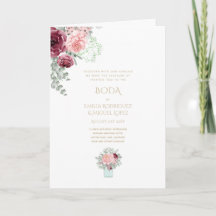 Nuestra Boda 4 Seiten FLORAL Spanish WedTES INVITE