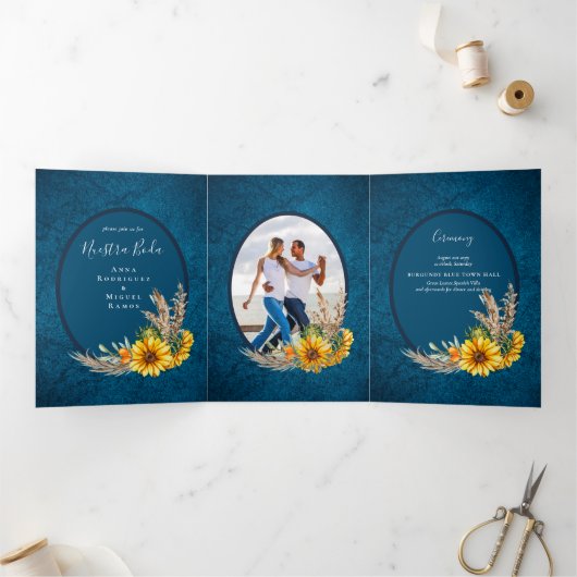 Nuestra Boda 6 Seiten Sonnenblumen Einladung Hochz (Innenseite)