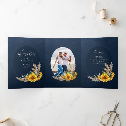 Nuestra Boda 6 Seiten Sonnenblumen Einladung Hochz (Innenseite)