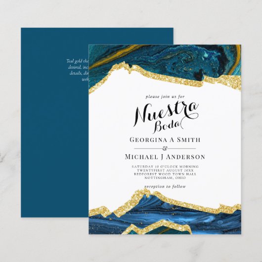 Nuestra Boda AGATE Gold Spanish Wedding INVITE (Vorne/Hinten)