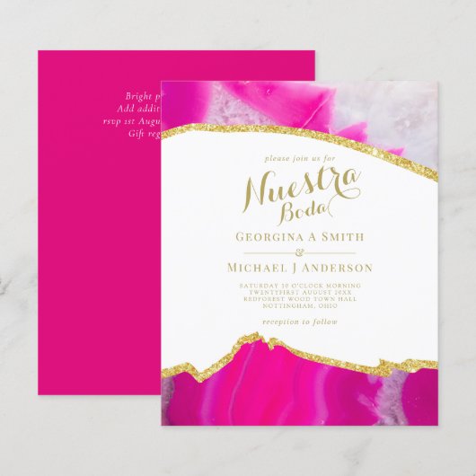 Nuestra Boda AGATE Gold Spanish Wedding INVITE (Vorne/Hinten)