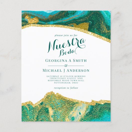 Nuestra Boda AGATE Gold Spanish Wedding INVITE (Vorderseite)