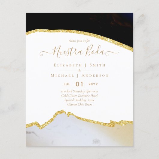 Nuestra Boda AGATE Gold Spanish Wedding INVITE (Vorderseite)