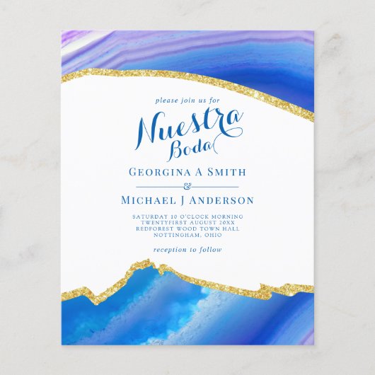 Nuestra Boda AGATE Gold Spanish Wedding INVITE (Vorderseite)