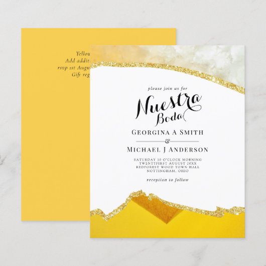 Nuestra Boda AGATE Gold Spanish Wedding INVITE (Vorne/Hinten)