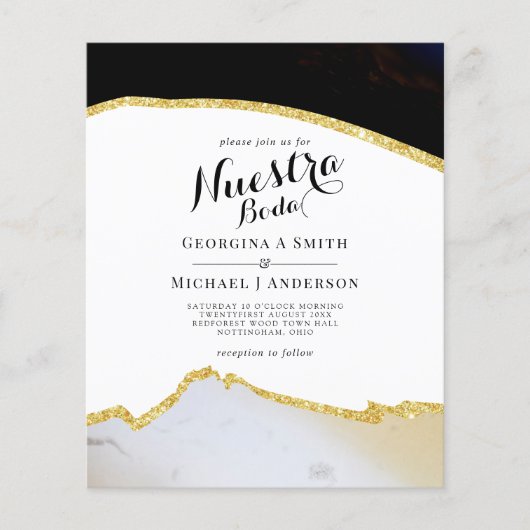Nuestra Boda AGATE Gold Spanish Wedding INVITE (Vorderseite)