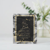 NUESTRA BODA Black Gold Ink Wedding INVITE (Stehend Vorderseite)
