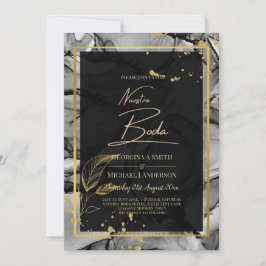 NUESTRA BODA Black Gold Ink Wedding INVITE Einladung