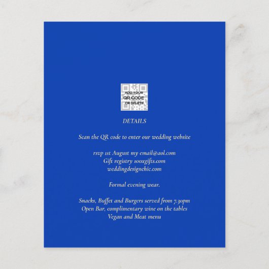 NUESTRA BODA Blue Monochrome Wedding NVITE (Rückseite)