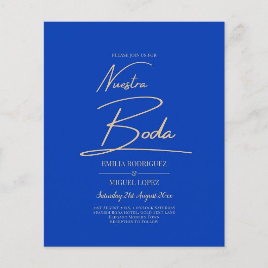 NUESTRA BODA Blue Monochrome Wedding NVITE Flyer (Vorne)