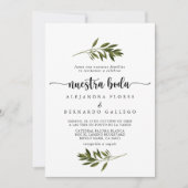 Nuestra Boda Botanical Green Blätter Einladung (Vorderseite)