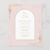 Nuestra Boda Budget Gold Akzent Bilingual Einladun (Vorderseite)