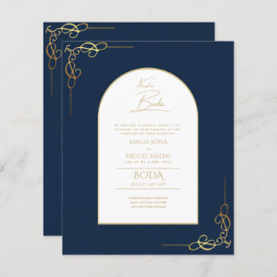 Nuestra Boda Budget Gold Akzent Bilingual Einladun